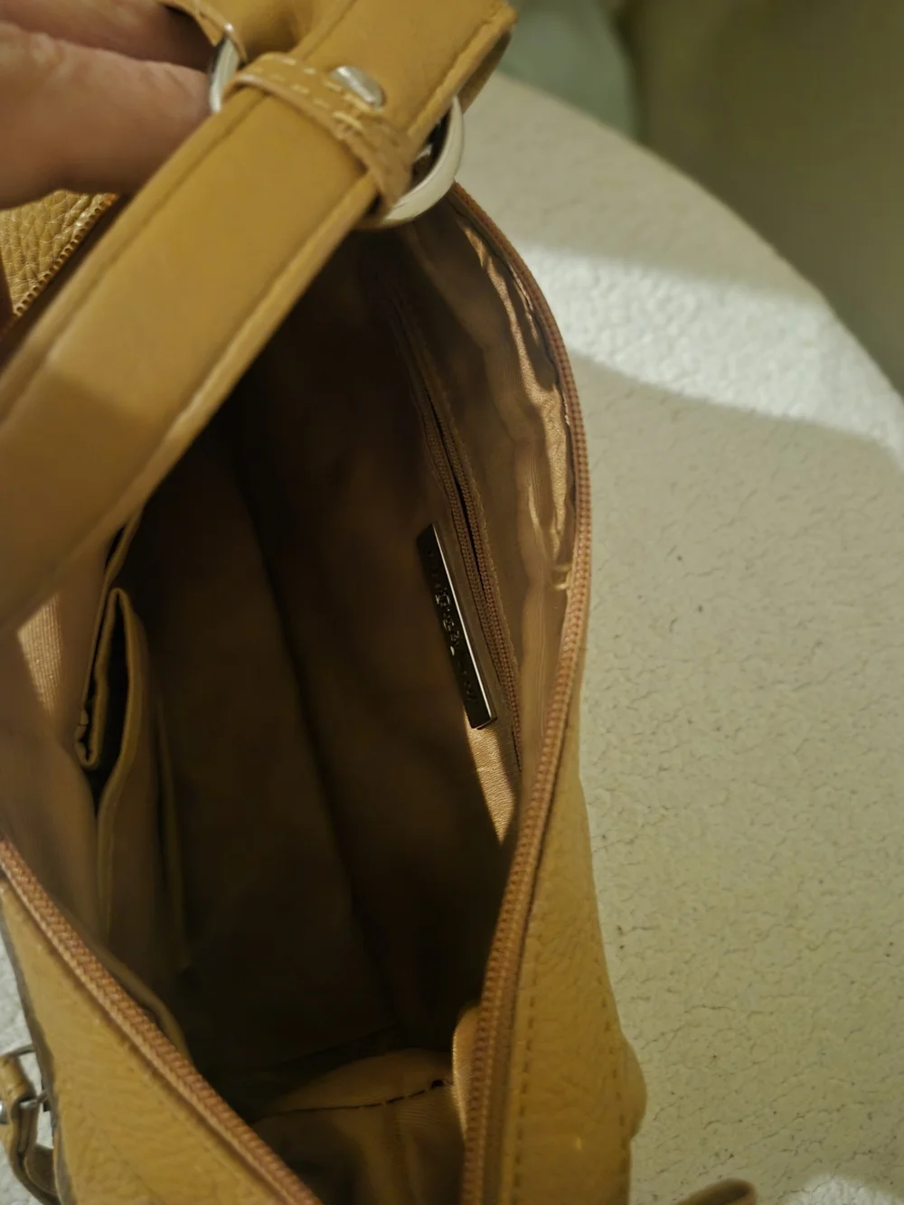 Preston & York Tan Leather Shoulder Bag with Silver Hardware